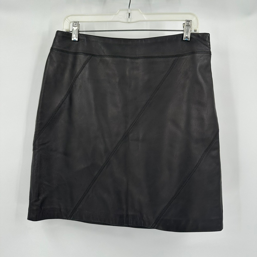 Womens Old Money Leather Skirt Size 10 Classic Minimalist Tailored Edgy Academia